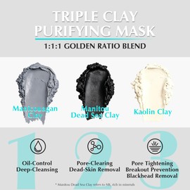 EXPRESSIONS WELLNESS Clay Mask for Face: Deep Cleansing Pore, Dead Sea Mud Mask with Salicylic Acid, Oil-Control, Reduces Acne – for Sensitive, Oily & Acne-Prone Skin, 4.06 Oz