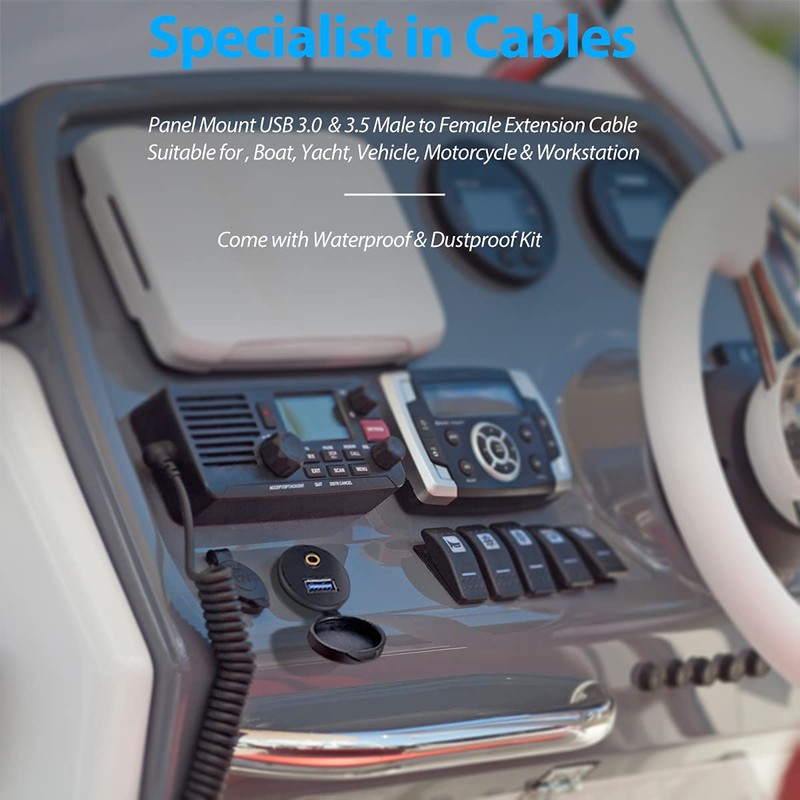 URWOOW 1M 3ft 3.5mm & USB 3.0 AUX Extension Mount