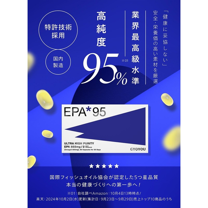 GYOYOU_魚油 EPA 国内製造で高純度95% サプリメント ソフトカプセル 60粒