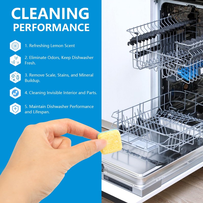 OOOFLOWER 24-count Dishwasher Cleaner Tablets, Deep Cleaning and Descaling Formula,