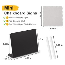Pack of 30 Chalkboard Small, Blackboards for Labelling, 100 x 75 mm Price Tags Stand, L-Shape Slate Buffet Signs, Chalkboard Stand, Place Cards for Buffet Wedding Party Price Tags