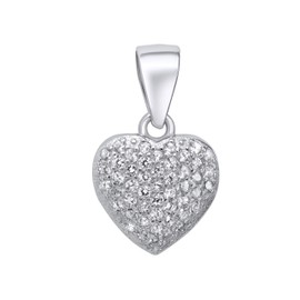 ANDANTE 925 Sterling Silver Women's Pendant with Sparkling Heart with White Zirconia Stones, Solid 925 sterling silver, with 925 silver stamp, zirconia stones, Cubic Zirconia