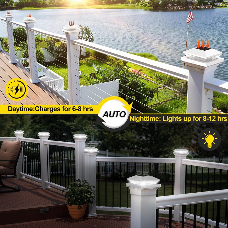 T-SUN Bright Solar Post Cap Lights 6 Pack – Outdoor