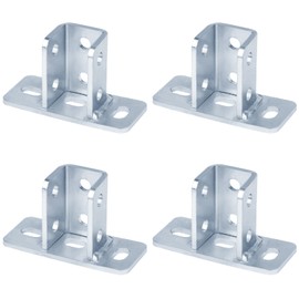 Strut Channel 9 Mounting Holes for 1-5/8” Strut, Heavy Duty Rectangle Fence Post Base Channel, Carbon Steel Electro-Galvanized Coating, 4 mm (0.16 in) Thick, 2.5 x 6 in Base, 1.3 lb/Unit (4 Pack)