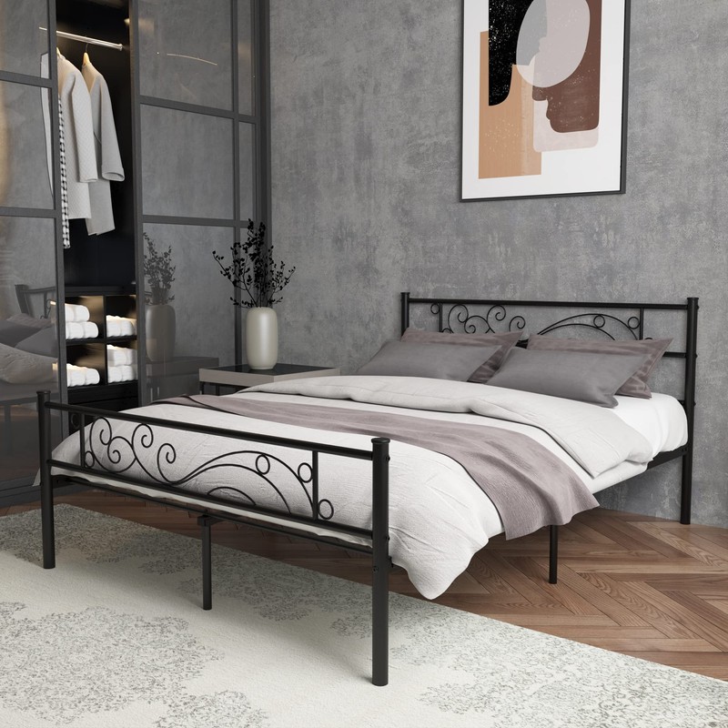 Weehom Metal Bed Frame with Headboard and Footboard Mattress Foundation
