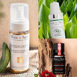 Kit Limpieza Facial Espuma Purificante + Contorno De Ojos Orgánico + Aceite Esencial Geranio Skin Care Limpiador Facial Crema Facial Serum Hidratante 