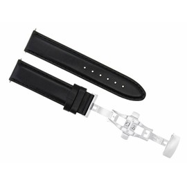 Ewatchparts 20mm Smooth Leather Watch Band Strap Deployment Clasp Bracelet Compatible With Breguet Black