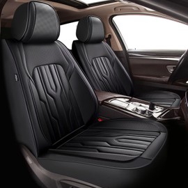 YORKENIC Fit for Toyota 4Runner Seat Covers Front Set 2003-2023 2024: Breathable Leather Car Seat Covers Compatible Airbag (2 Front Set, Black)