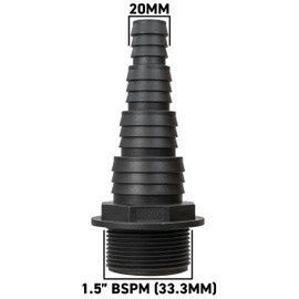 Multi Size Hose Tail CONNECTORS for Corrugated Pond Pipe (Range of Sizes) Sent from UK! (1.5" BSPM(47.6mm Across Thread)-20/25/32/40mm)