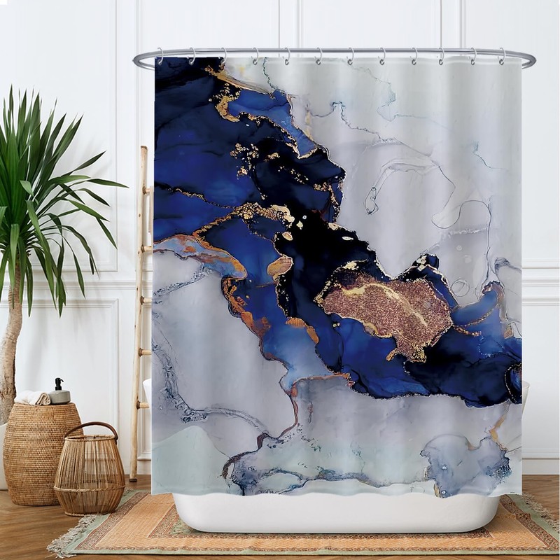 Ulticool Shower Curtain - Marble Gold Abstract Art Marble -