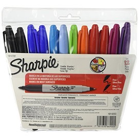 SHARPIE 1812781 Twin Tip Marcador Permanente 2 en 1, Estuche de 12 Colores Surtidos