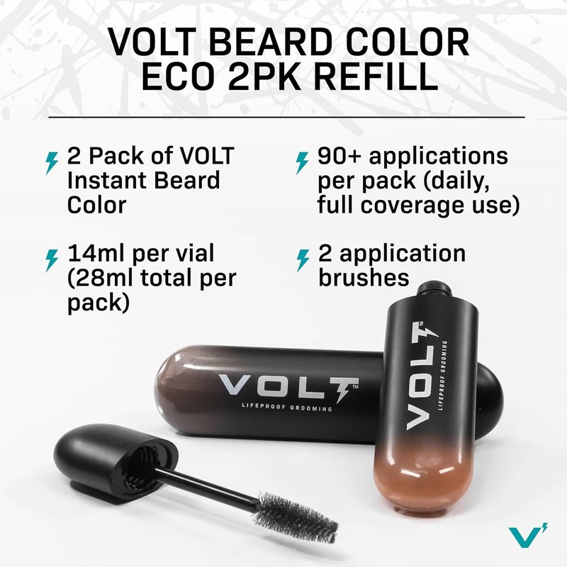 VOLT Grooming Temporary Instant Beard Color ECO 2 Pack Refill