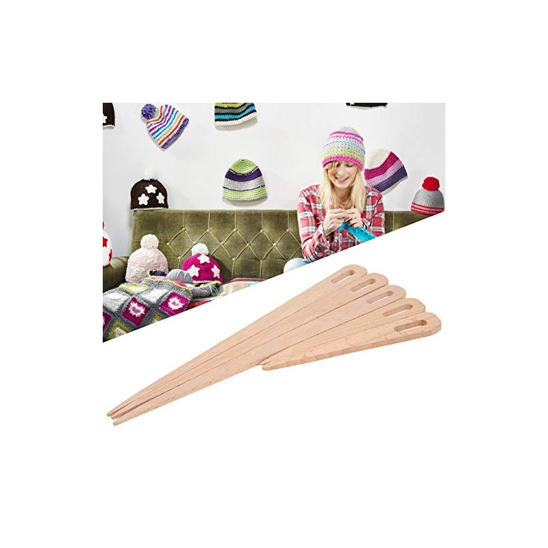 Ejoyous Agujas de tejer de madera, 5 piezas, ojos grandes,
