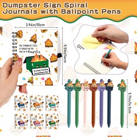 48 Pcs Dumpster Fire Gifts for Coworker A6 Dumpster Fire Notebook Journals with Funny Ballpoint Pens Emotional Support Employee Appreciation Gifts Bulk for Teachers Office Team Staff (Colorful)