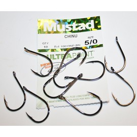 Mustad Fishing NEW UltraPoint Ringed Chinu Hook - Size 5/0 - Pack of 10