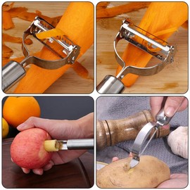 Stainless Steel Blade Vegetable Peeler Julienne and Apple Corer Remover Tool-for Fruit, Potato, Carrot, Cucumber, Kitchen, Home Staple.Kitchen Gadgets.3pack