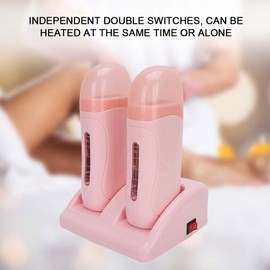 calentador de cera roll on, Calentador de cera profesional enrollable, calentador de cera depilatorio doble, máquina de cera depilatoria con base de calentador, para rostro, axilas, piernas, bikini(Ro