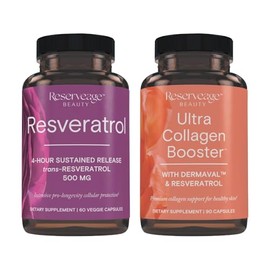 Reserveage Resveratrol & Ultra Collagen Booster - Cápsulas de resveratrol y colágeno para apoyo celular y piel - Características Dermaval - 60 cápsula