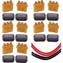 Yiqigou 5 Pairs Amass MR60 Male Female Plug Connector Adapter with Sheath Housing and Heat Shrink Tubing