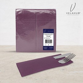 VelaHub Airlaid 50 Cutlery Napkins, High-Quality Disposable Napkins, 39 x 40 cm, Plum