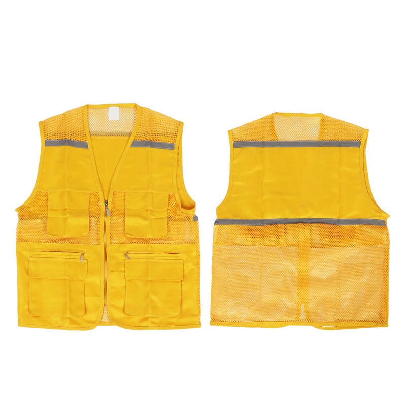 Volunteer Vest for Event Work Clothes with Multi Pockets Yellow