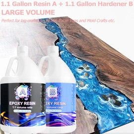 Epoxy Resin 2.2 Gallon Kit, Clear Resin Epoxy, Resin Kit - High-Gloss,No Bubbles,Not Yellowing,Self-Leveling Art Resin Casting Resin for DIY Art,Crafts,Jewelry,Table Top,Wood &Resin Molds