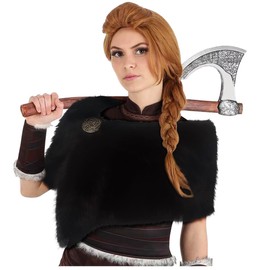 keland Viking Faux Fur Collar Scarf Stole Viking Fur Shoulder Fur Medieval Fur Shoulder Throw, black
