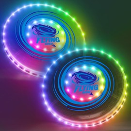 HYES 2 Pack Fliegender Ring Frisbee für Kinder, 45 LEDs, 14 Beleuchtung Modi, Wiederaufladbar, leichtes, Fliegende Scheibe für Indoor Outdoor Sport Spielzeug Geschenk für Teenager Jungen Mädchen