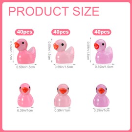 Lyreh 120pcs Luminous Mini Resin Ducks, Glow in the Dark Miniature Duck Figures Small Tiny Plastic Animals for Dollhouse Aquarium Decor Micro Garden Potted Landscape Home DIY Craft Gifts