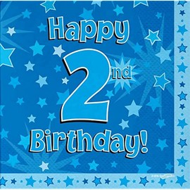 Oaktree Happy 2nd Birthday Blue 33cm x 33cm 3-ply Napkins 16pcs