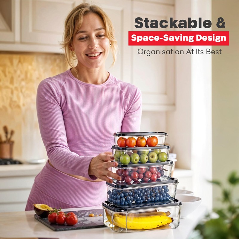 My Happy Home 5 Piece Set Rectangular Food Storage Containers