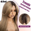 DÉBUT Synthetic Lace Front Wigs with Curtain Bangs, Ombre Blonde
