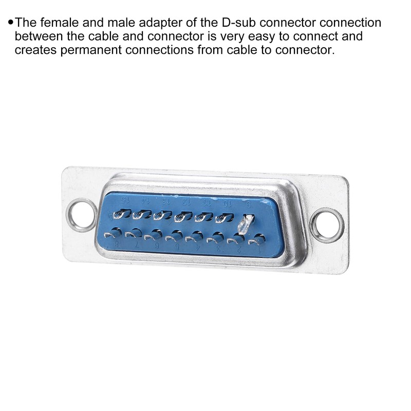 sourcing map D-sub Connector DB15 Female Socket 15-pin 2-Row Female