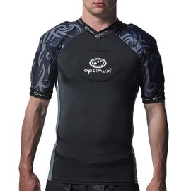 Optimum Razor Men's Protective Top - EVA Padding Protection, Rugby Approved Shoulder Pads Lightweight and Breathable Protective Top - Black/Silver, Medium