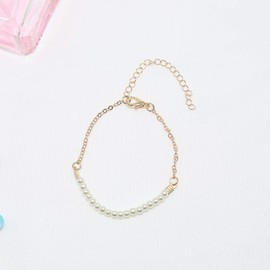 TseenYi Tiny Pearls Bracelet Pearl Chain Bracelet Elegant Bridal Bracelet Handpiece Jewelry for Women and Girls