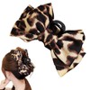Wenlly leopard bowknot hair claw clip, 5.9 inch large retro