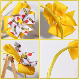 DIUEWOW Back to School Headbands Pencil Hair Bands for Girls and Boys (Yellow, Medium)