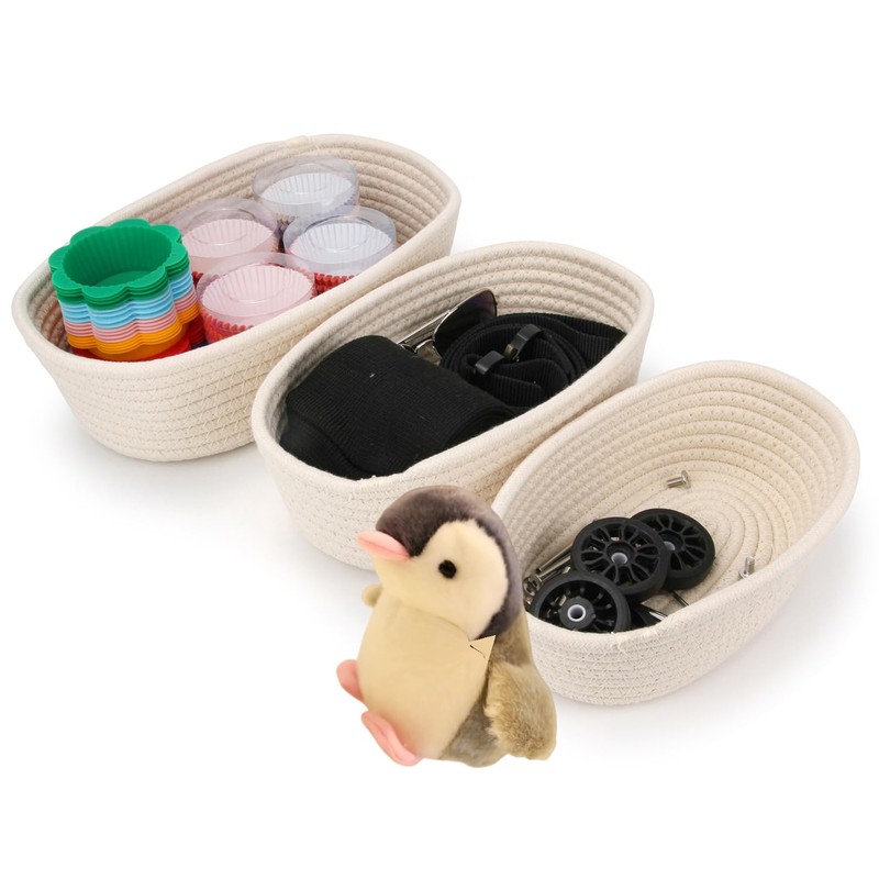 Vivi Bakie Storage Basket 3-Piece Set Cotton Rope Stackable Braided