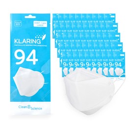 KLARING White Large 50 Pack KF94 Face Mask Individual Packaged 4Layer Filter Breathable Mask with Soft Elastic Earloop