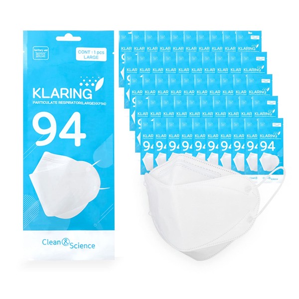 KLARING White Large 50 Pack KF94 Face Mask Individual Packaged