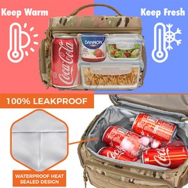 OPUX Tactical Lunch Box for Men, Insulated Lunch Bag for Men Adult, Large Soft Lunch Cooler with MOLLE Mesh Side Pockets, Heavy Duty Mens Tactical Lunchbox Pail for Work Meal Prep (Camo)