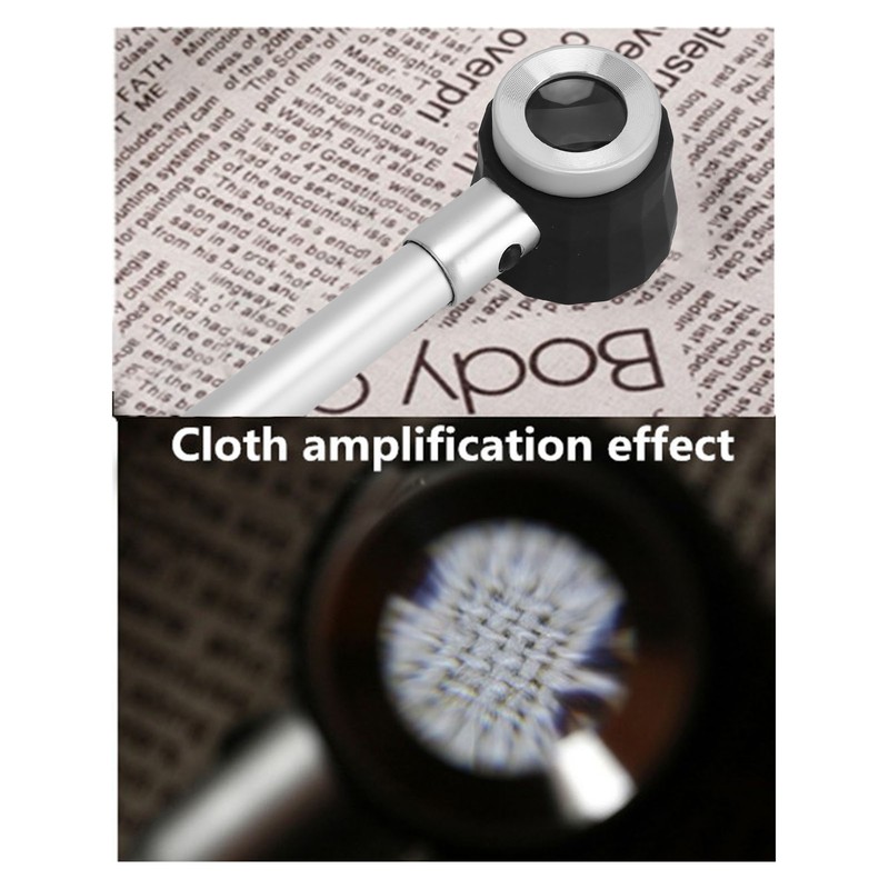 Handheld 10X Magnifier Loupe 3 LEDs Optical Glass with Measure