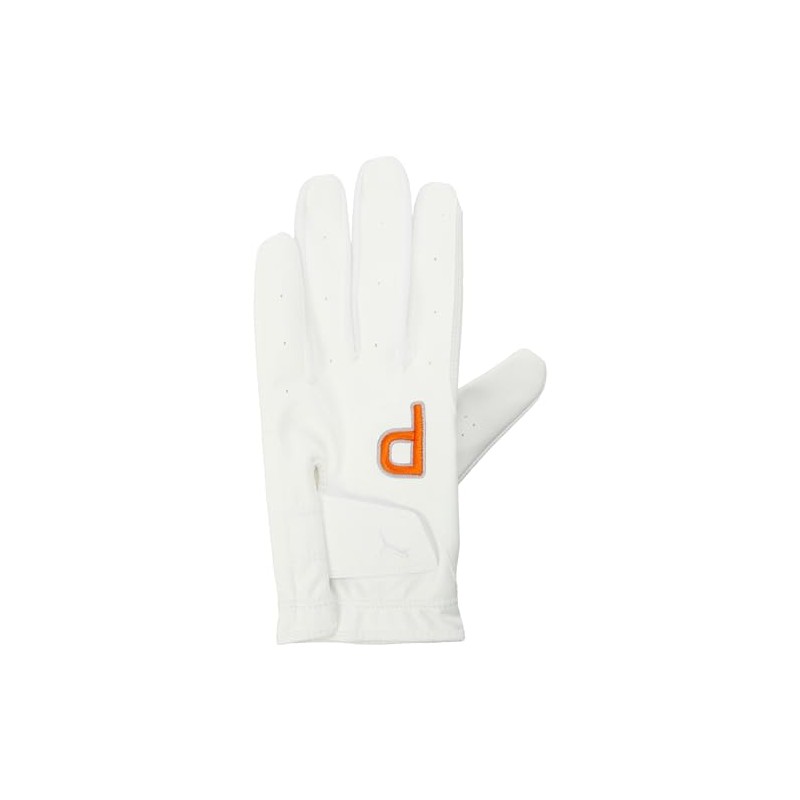 PUMA Men's Golf P Glove (Left Hand), bright white/licky orange