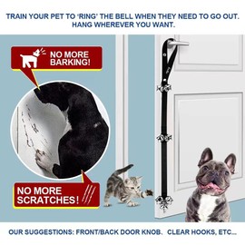 fancigo 4 pcs Set Dog Doorbell for Potty Training. Perfect Choice for Communication with Your Puppy/Dog/Pets. 3-Level Adjustable Length with Premium Quality. (Black+Black)