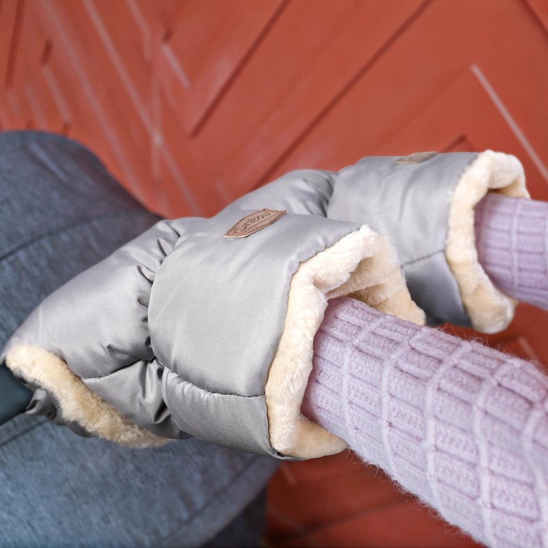 Orzbow Pram Hand Warmer, Artificial Lambskin Hand Muff for Prams,