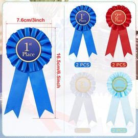 Lewtemi Award Ribbon Rosette Set 1st, 2nd, 3rd Place Ribbon Honorable Mention Prize Badge Medal(8 Pcs)