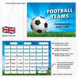10 x Football Team Fundraising Scratch Cards. A5 Cards with 52 Squares to Raise Money for Charity