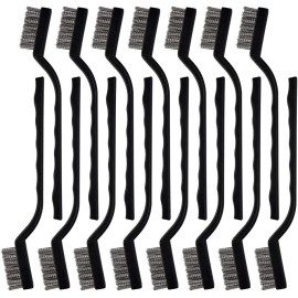 Topbuti 15 Pcs Mini Stainless Steel Wire Brush Set for Cleaning Welding Slag Rust