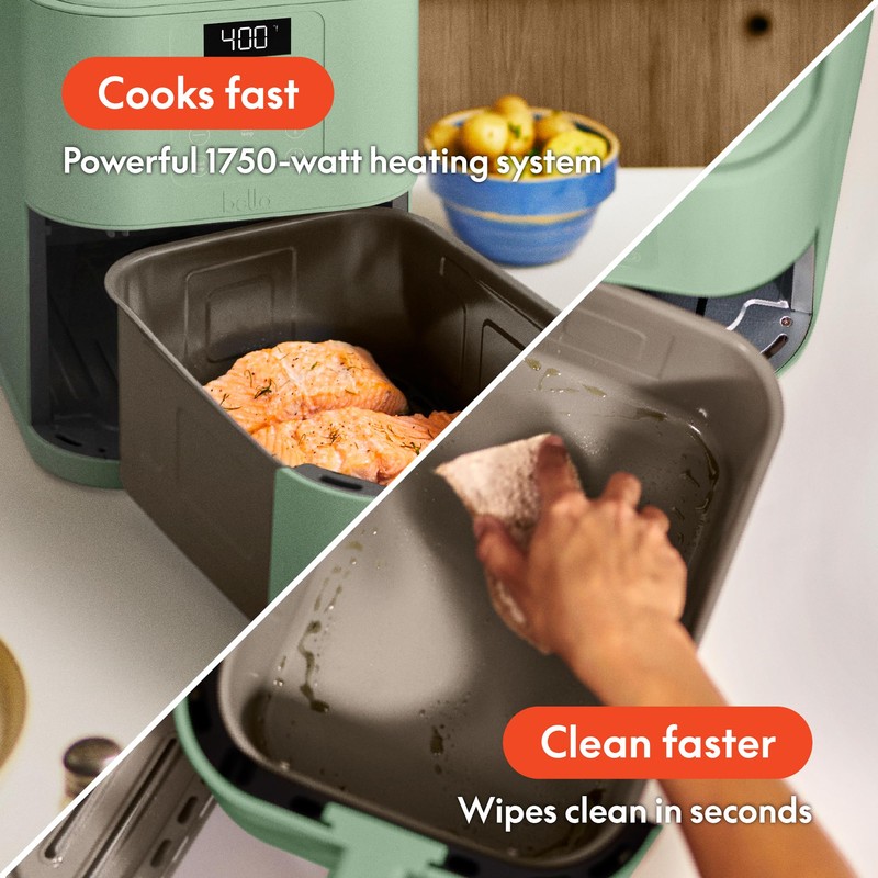 Bella Slim 6.0 QT Air fryer, Seaglass