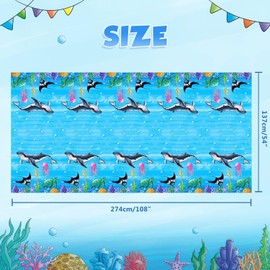 WERNNSAI Sea Party Tablecloth - 1 PC 54” x 108” Ocean Animals Table Cover Under the Sea Party Decorations Plastic Disposable Tablecloth for Kids Boys Ocean Sea Theme Beach Pool Birthday Party Supplies